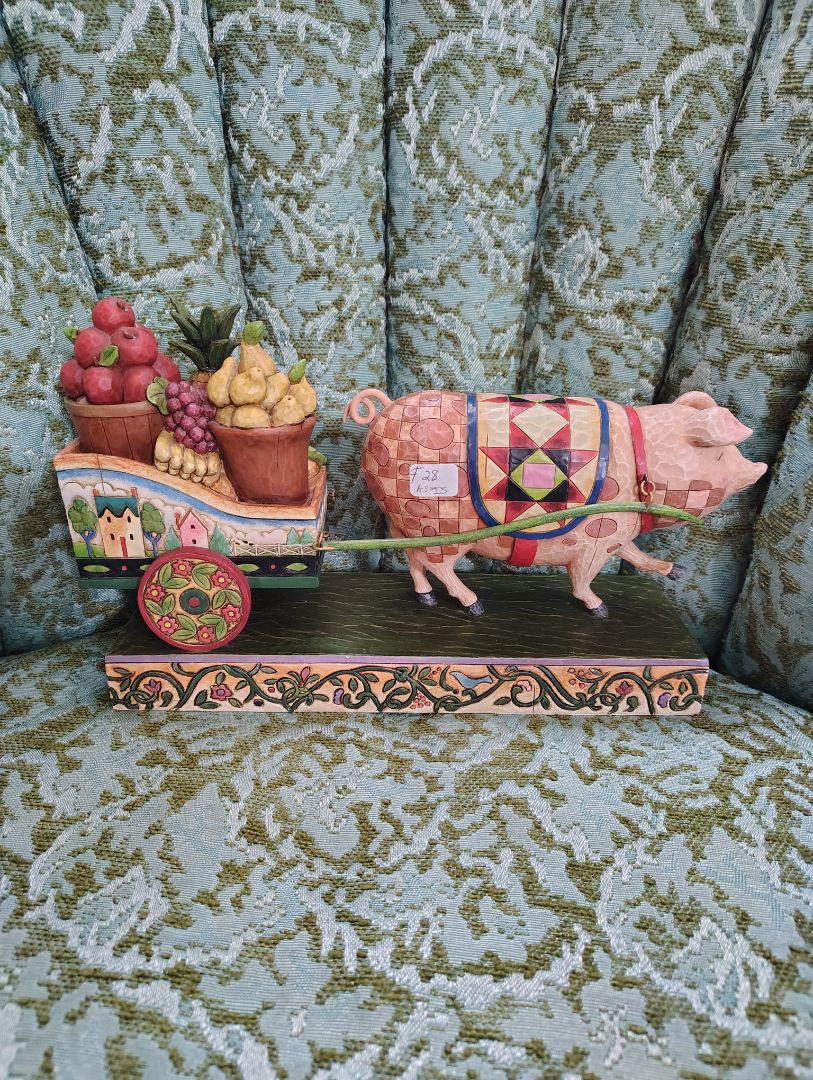 Heartwood Creek AS IS: Jim Shore this little piggy went to market Pig Cart
