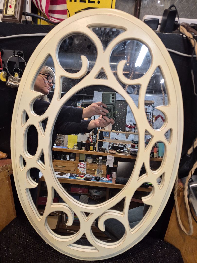 Cream Colored Oval Mirror