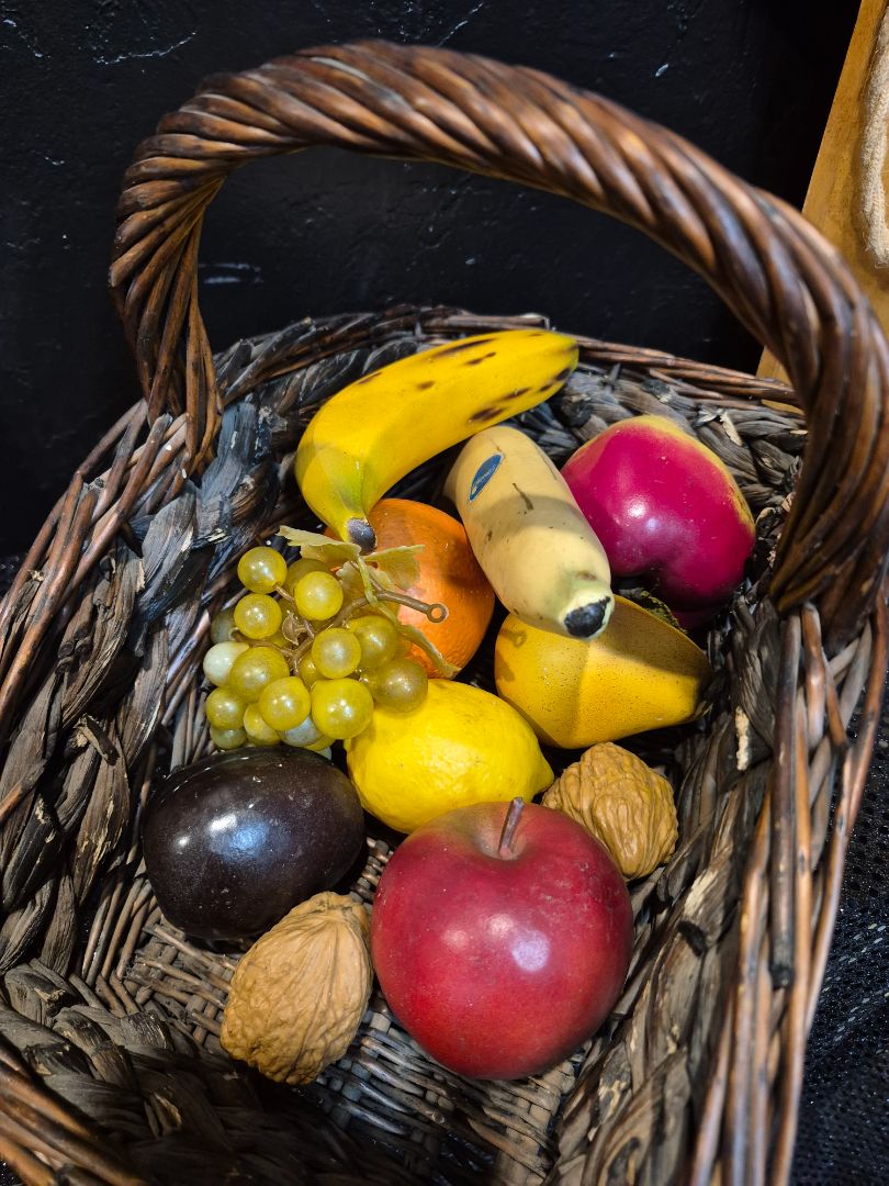 Vintage Fake Fruit and Basket