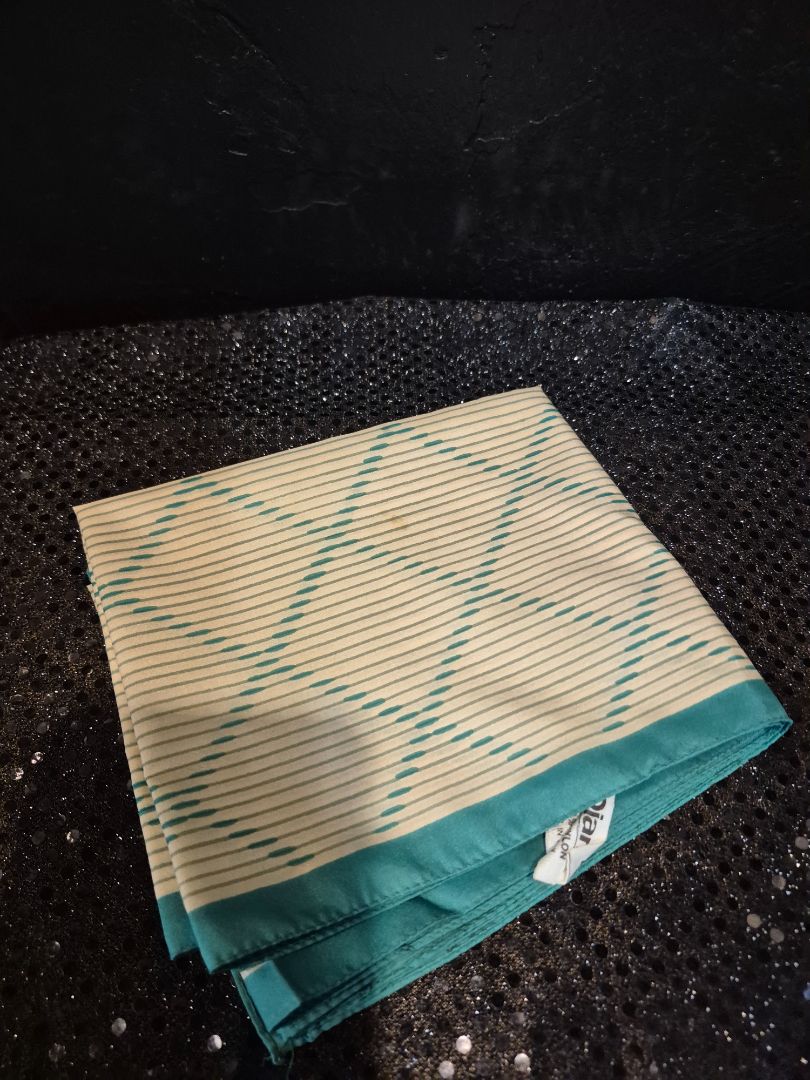 Qiana Silk Scarf Green Stripes