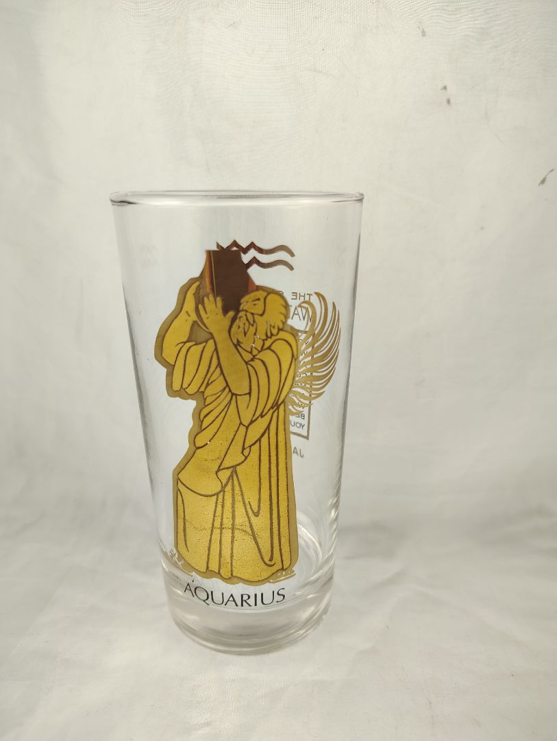 Gold Anchor Hocking Aquarius Zodiac Tumbler Glass