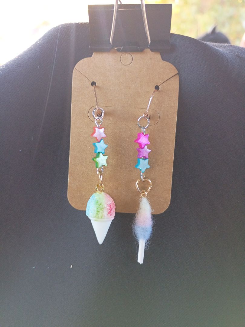 Snow cone and Cotton candy Lever back earing hook