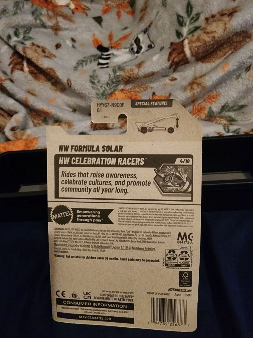 Green, Orange & Blue HotWheels: HW Formula Solar