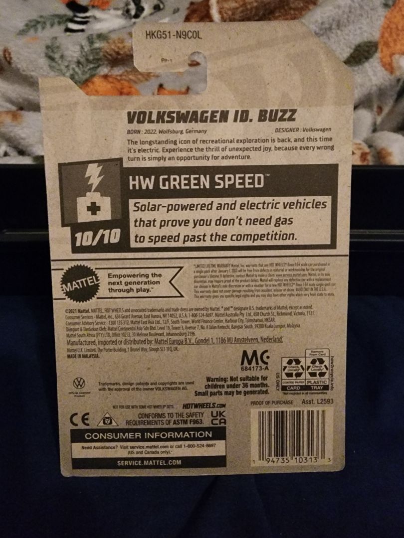 Yellow, Black & White HotWheels: Volkswagen ID. Buzz