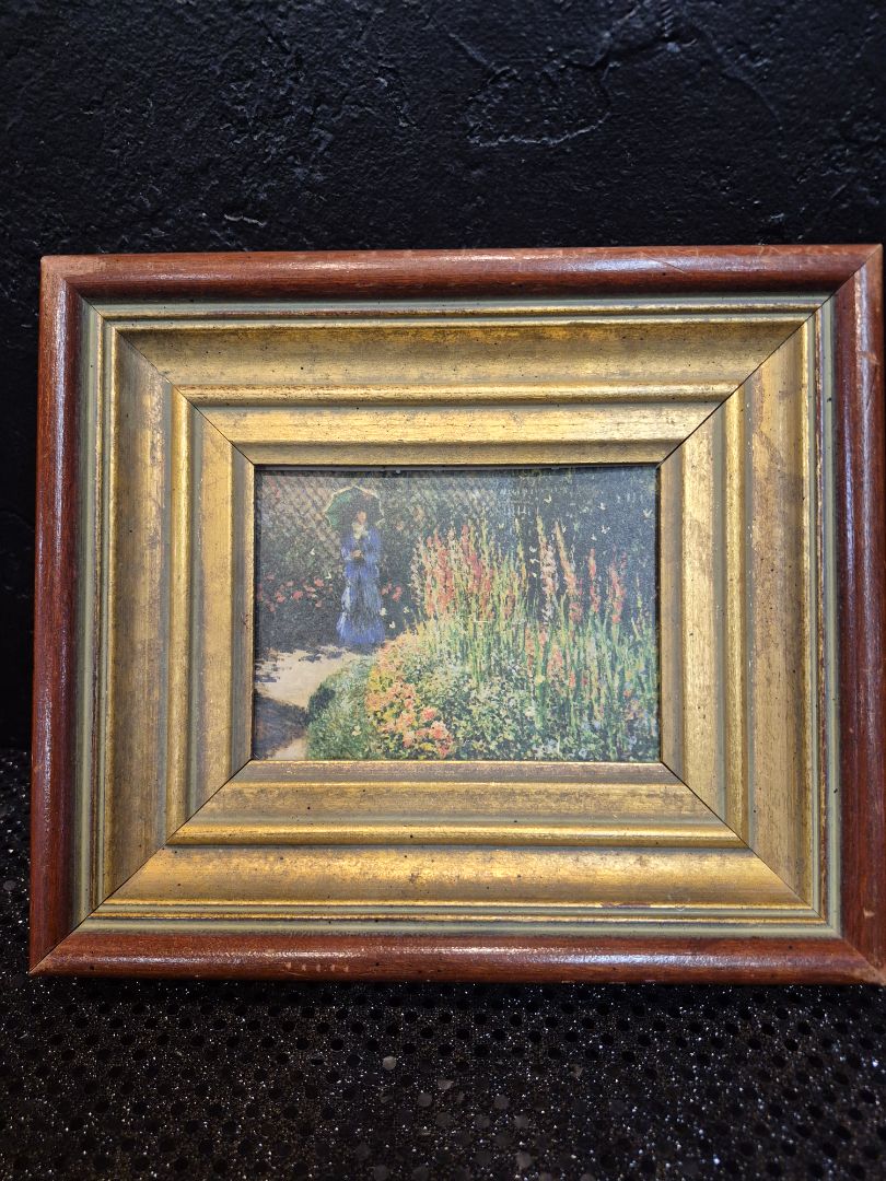 Vintage Monet Print Lady Walking in the garden