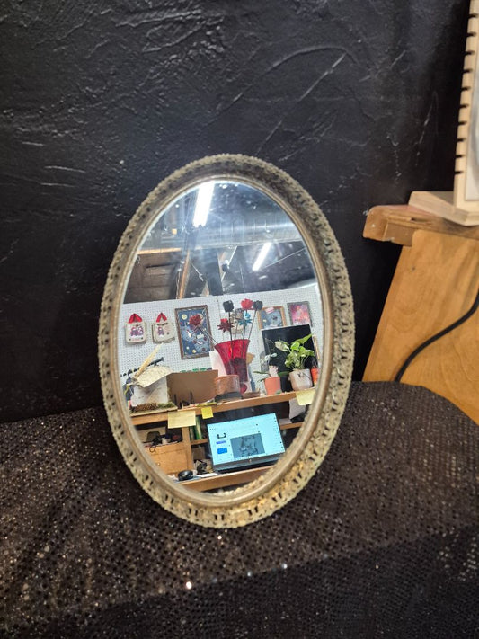 Vintage Oval Mirror Mirrored Tray