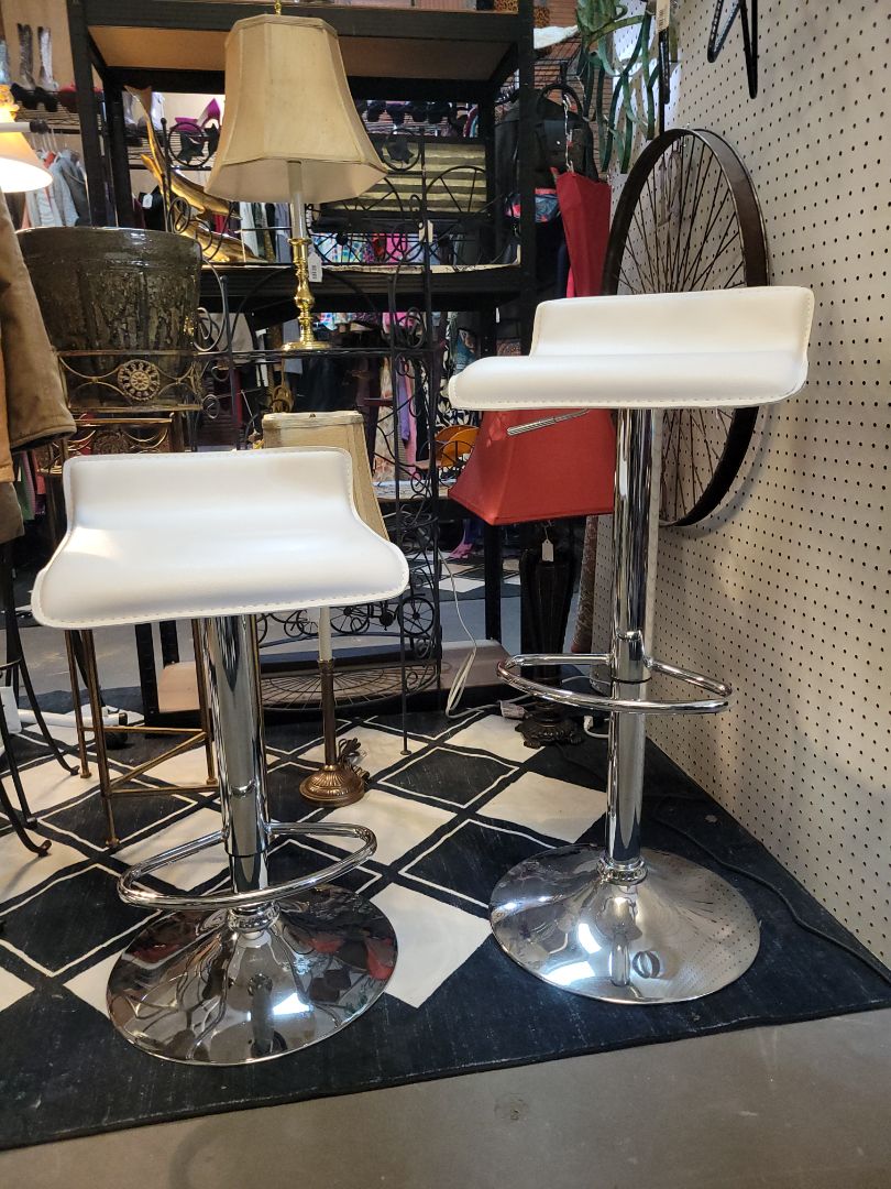 Chrome/White Chrome and White Stools
