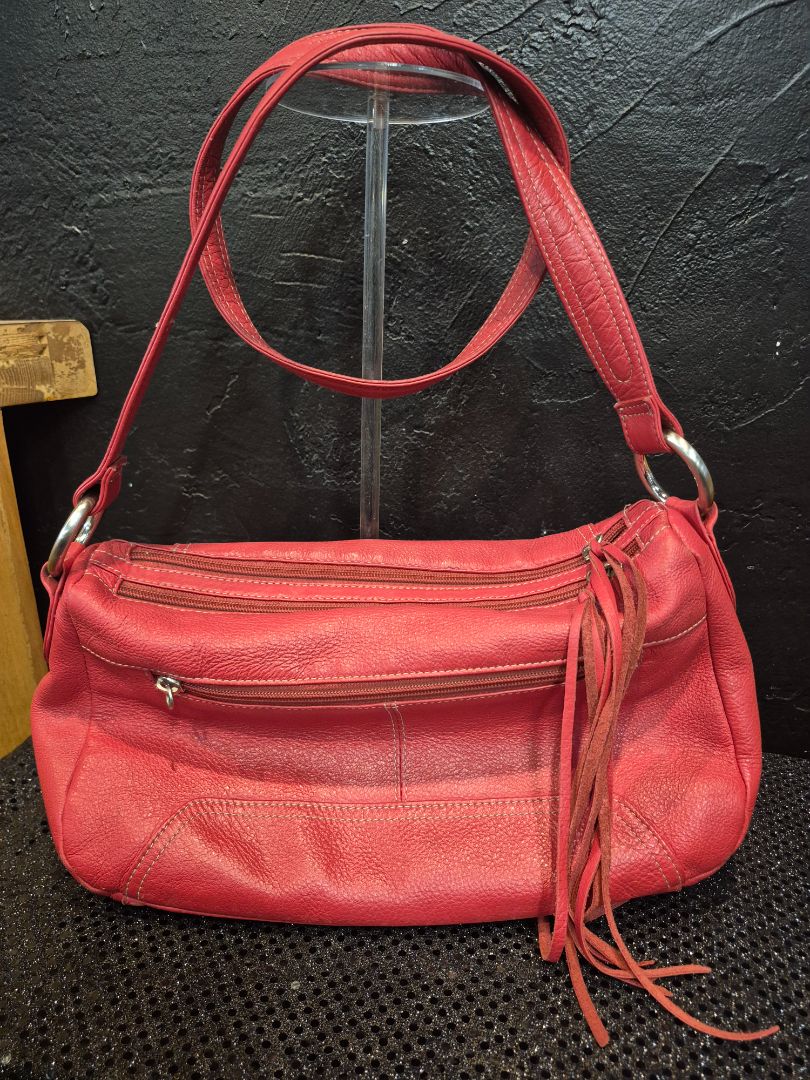 Red Leather Handbag Stone Mountain
