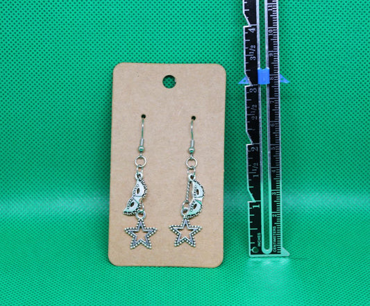 Designs by Raven Celestial Star and Mask Earrings with Stainless Steel Hooks