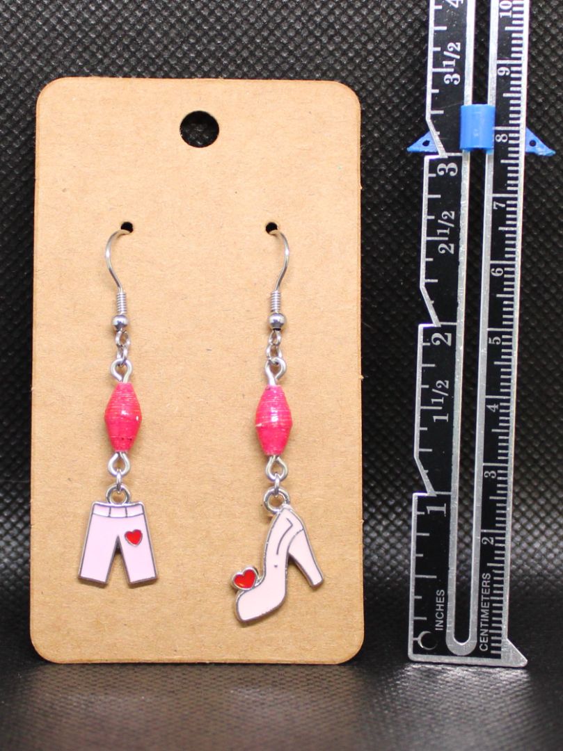 Designs by Raven Fashionista Pink Charm Earrings with Bead Accents
