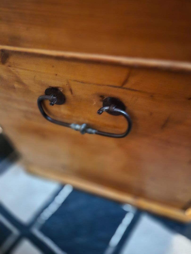 Antique Chest Biedermeier Around 1850's Round Lid Chest Blanket box