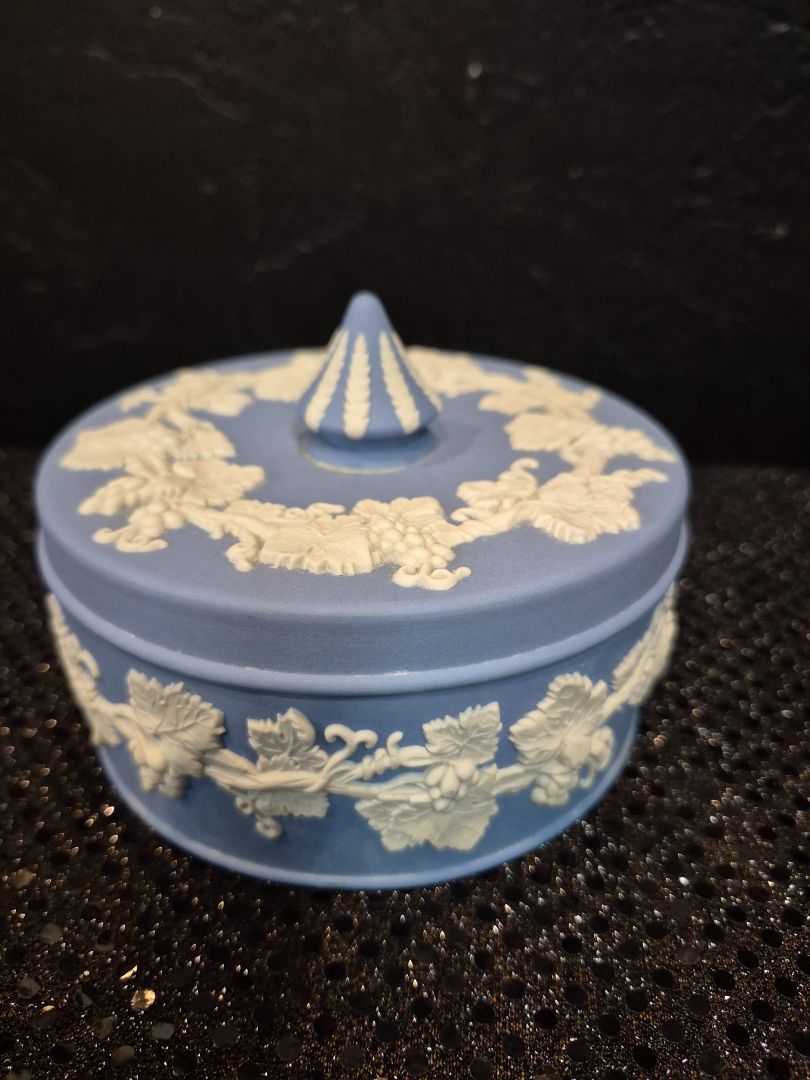 Wedgwood Blue Jasperware Trinket Lidded Dish