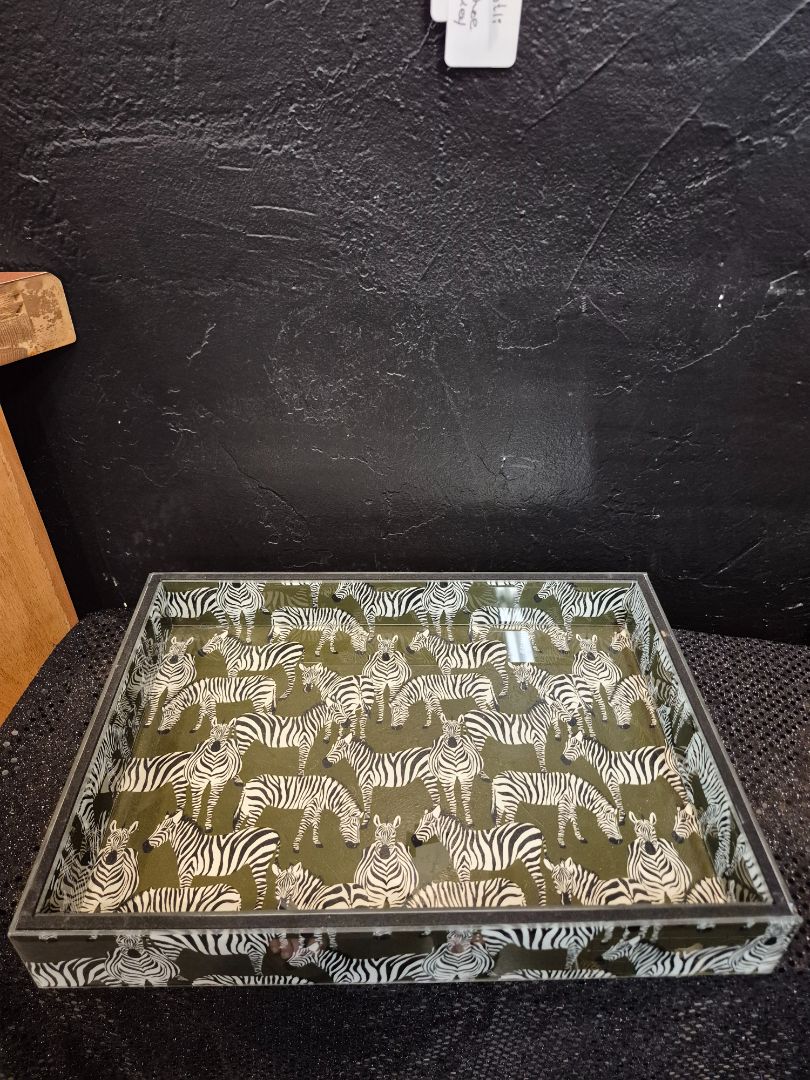 Glass Zebra Serving Tray
