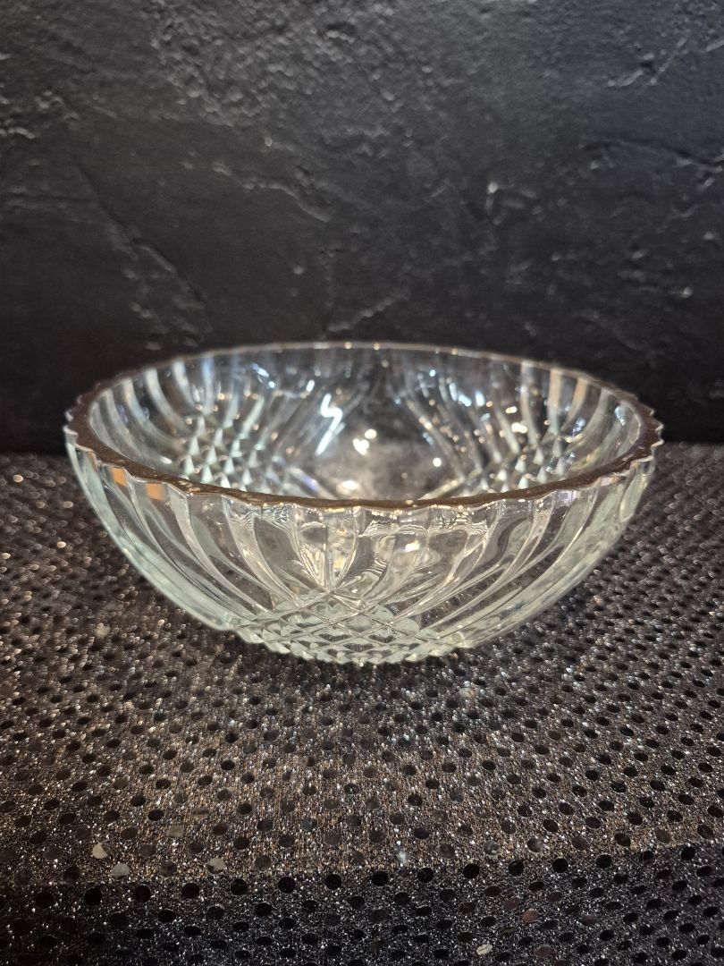 Vintage Diamond Cut Glass Bowl