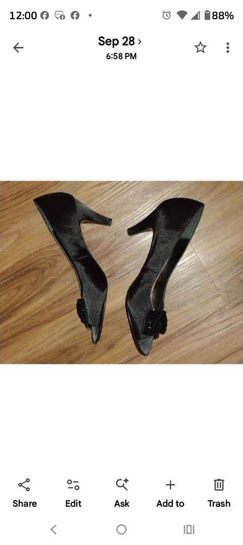 Black Mootsies Tootsies Vintage Bonded Leather Dress Shoes, 8