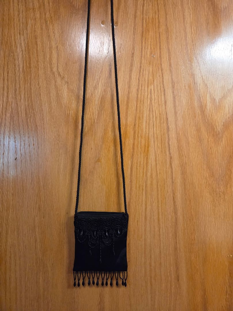 Black Jessica McClintock Black Sequined Evening Bag, Small