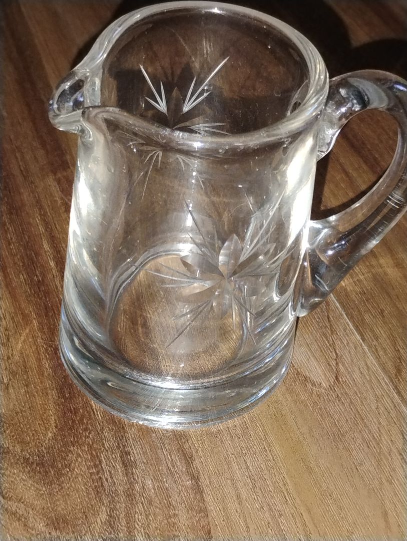 Clear Glass Hand Blown Starburst Creamer