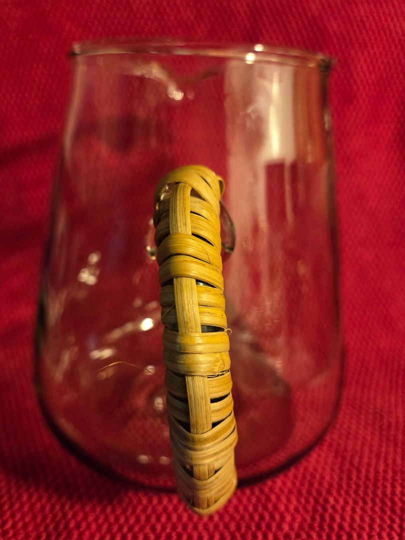 Clear Glass W Rattan Wrapped Type handle Rina Glass Pitcher/Vase