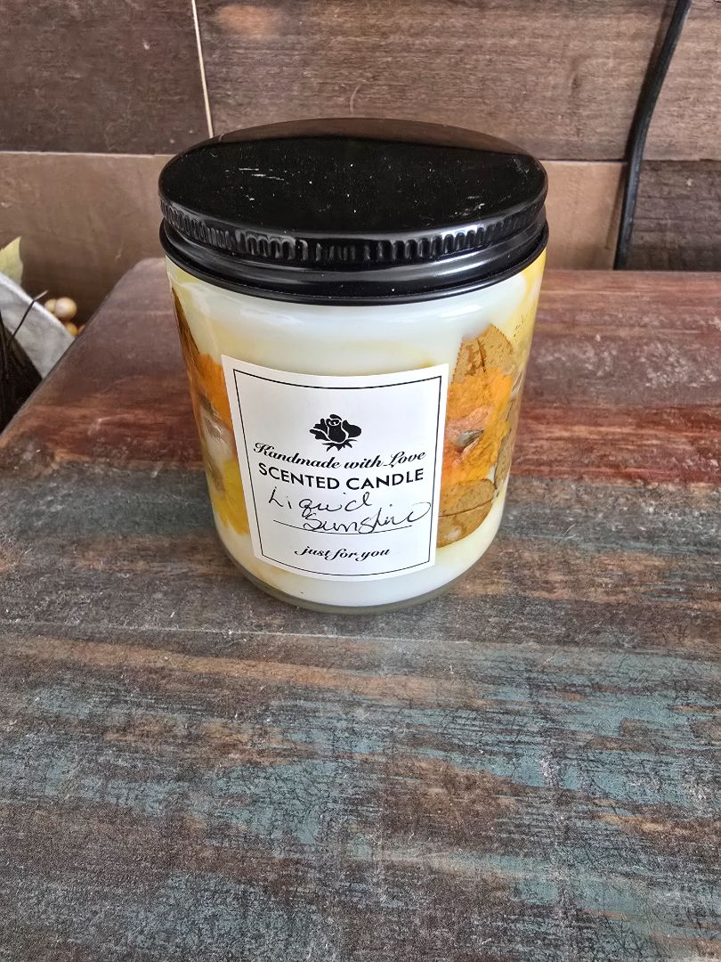 Yellow/Orange Handmade Candle, 3.5 x 3.5