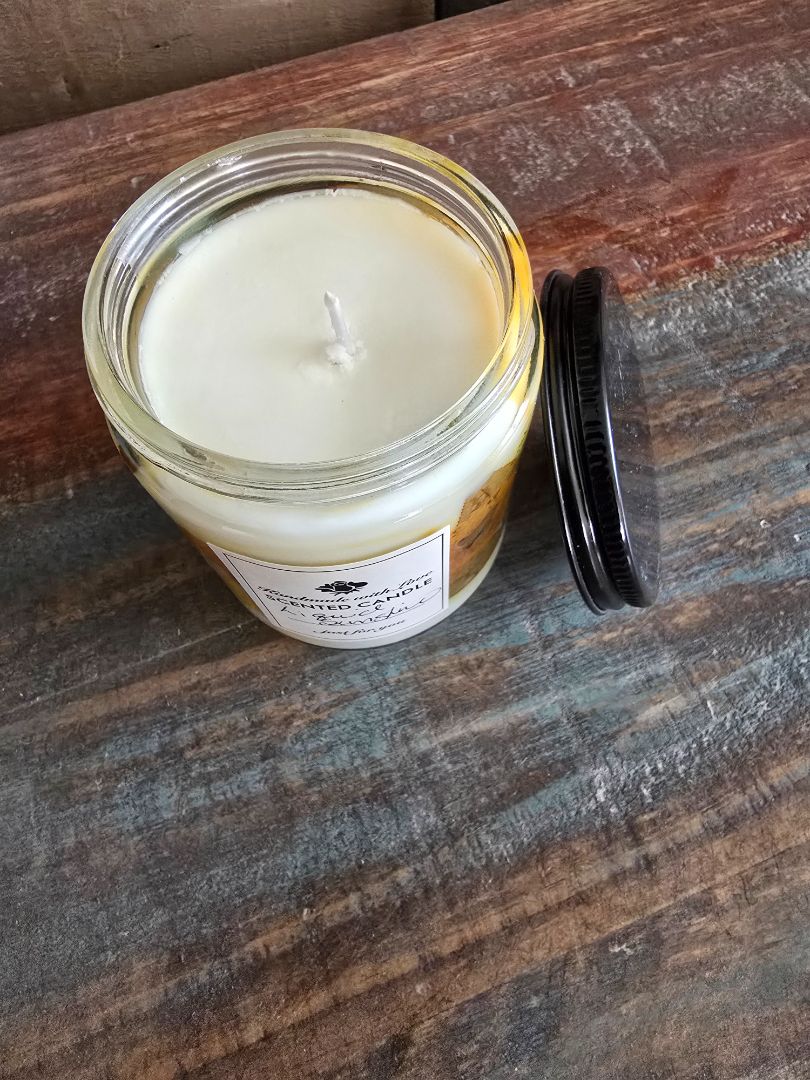 Yellow/Orange Handmade Candle, 3.5 x 3.5