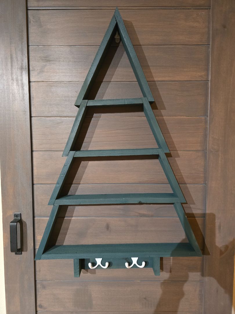 Green Christmas Tree Shelf Artisan, 37.5 x 24.5 x 2.75