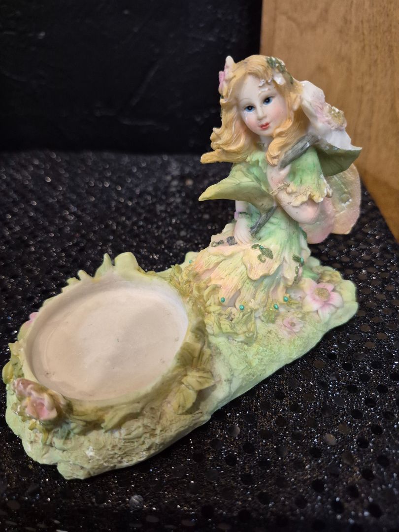 Green Faery Tee Light Figurine