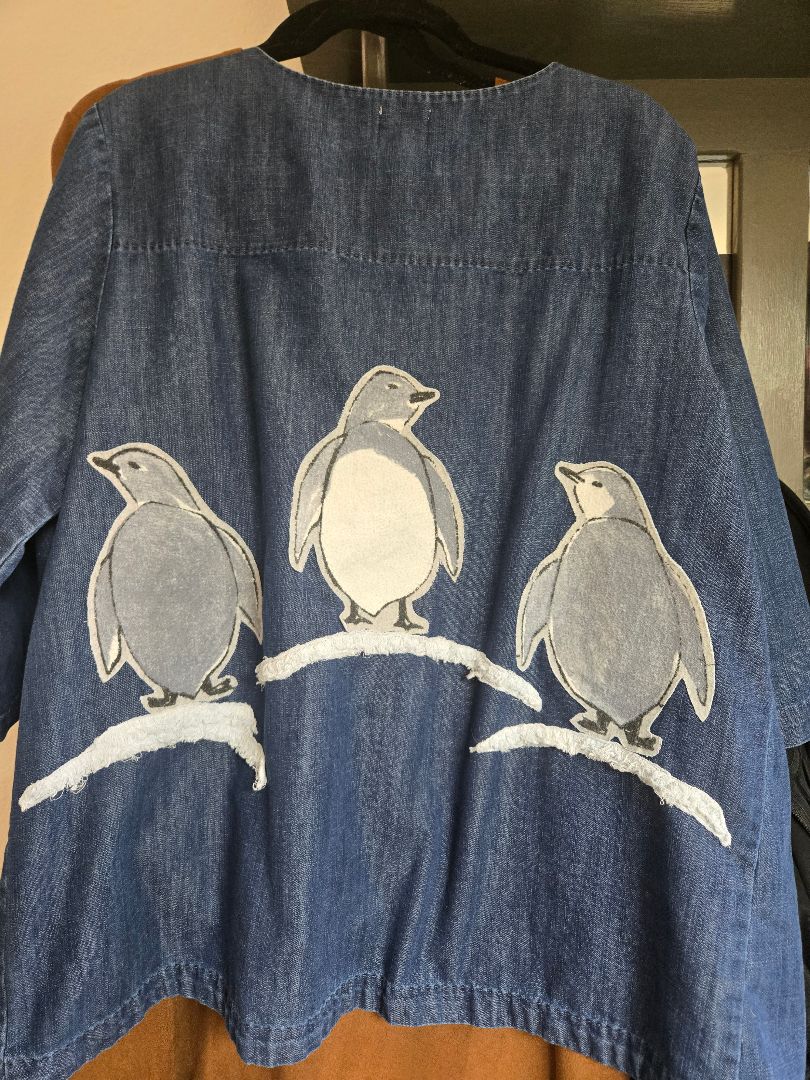 Shirt Denim with penquins, 2X