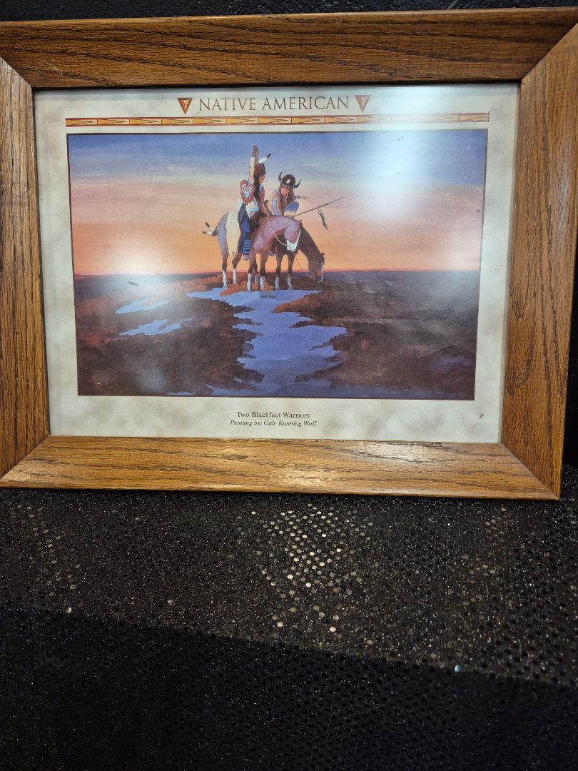 Artisan-Signed Gale Running Wolf "Two Blackfeet Warriors"