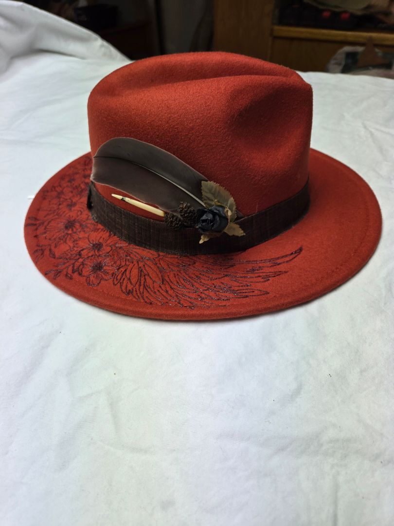 burnt orange Hat-burnt-wings and flours, adjustable