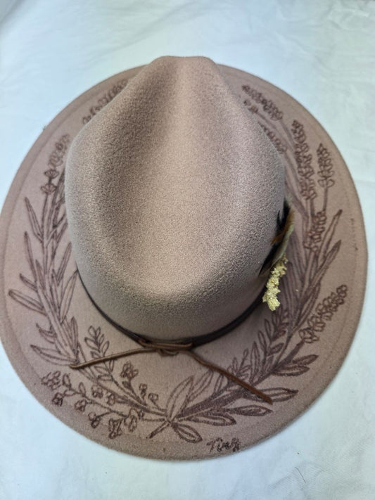 beige Hat burnt-long stem flower