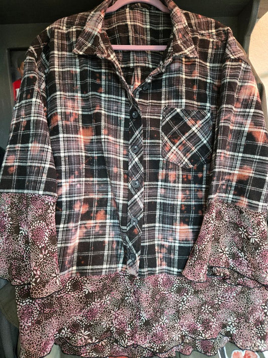 Shirt flannel shabby w mushroo.s, L