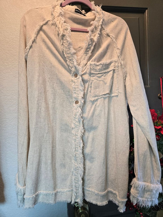 Jacket cream w embroidered owl, L