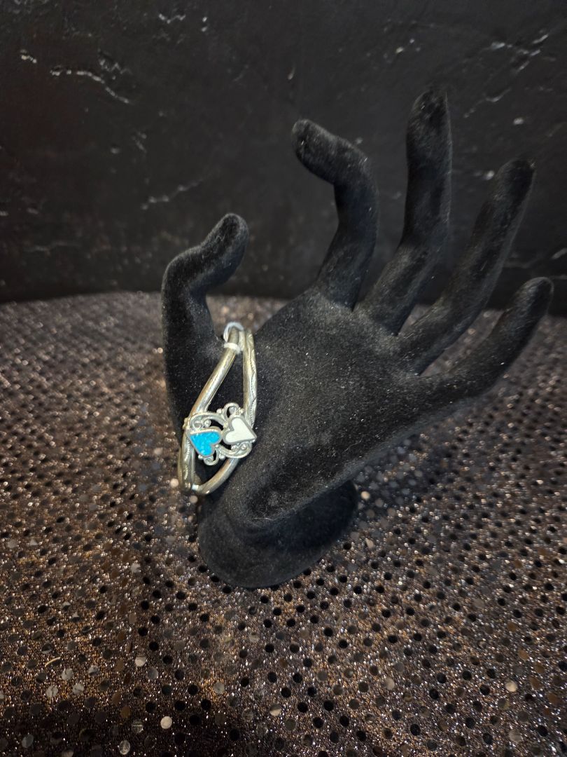 Vintage 1995 EJC Erica Jewelry Hearts Turquoise Cuff