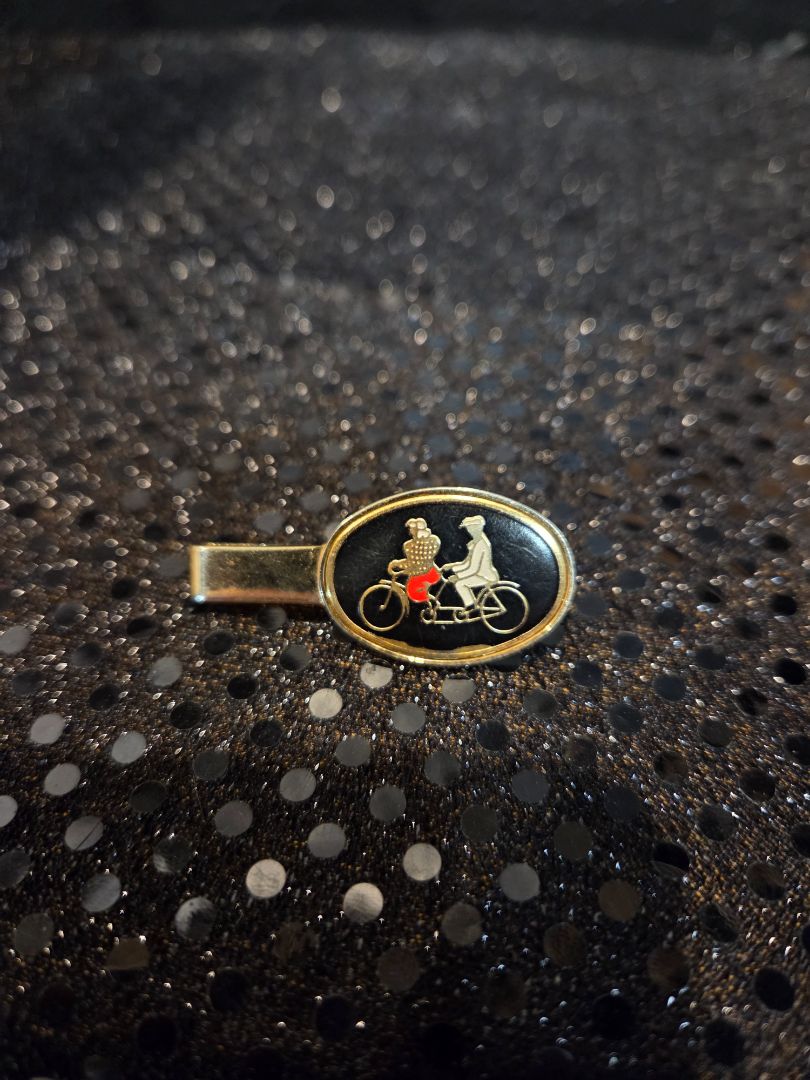 Vintage Gold Toned Tie Bar clip Tandem Bike Riding