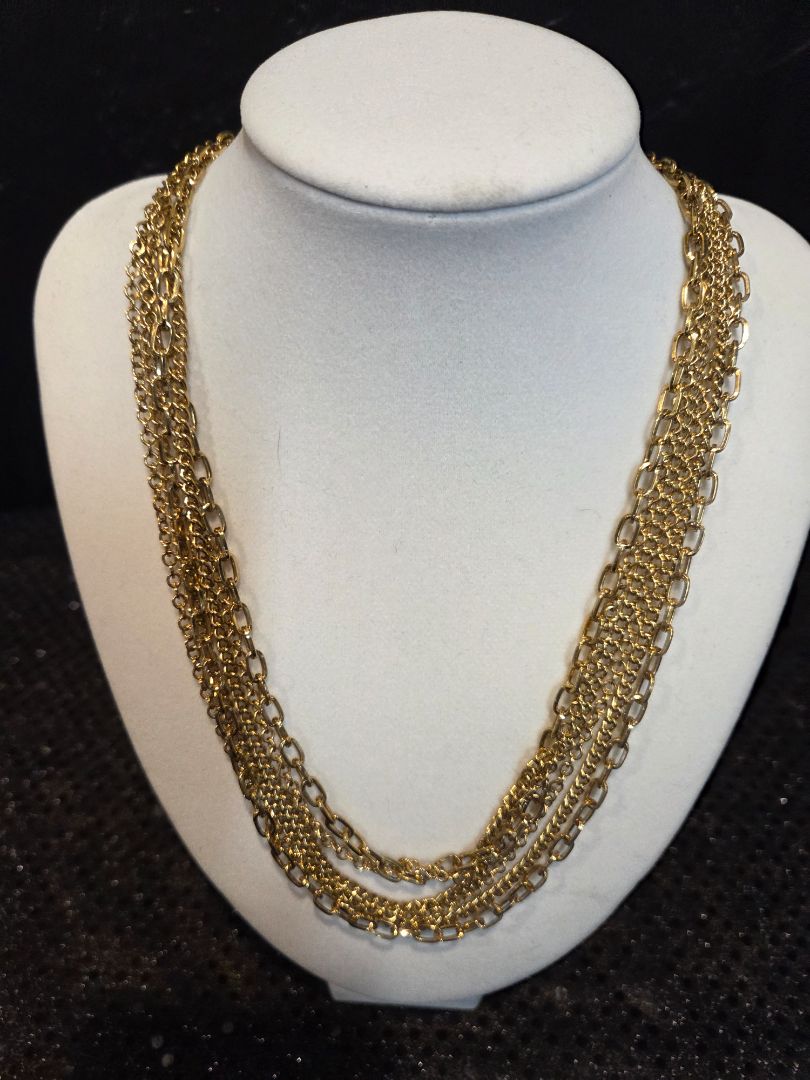 Jewelry Multi Strand gold tone necklace