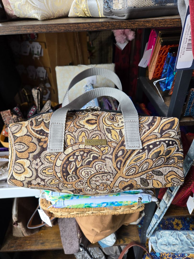 Cosmetic bag long paisley brown