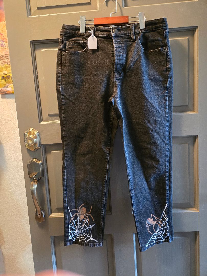 Jeans Black long w spiders