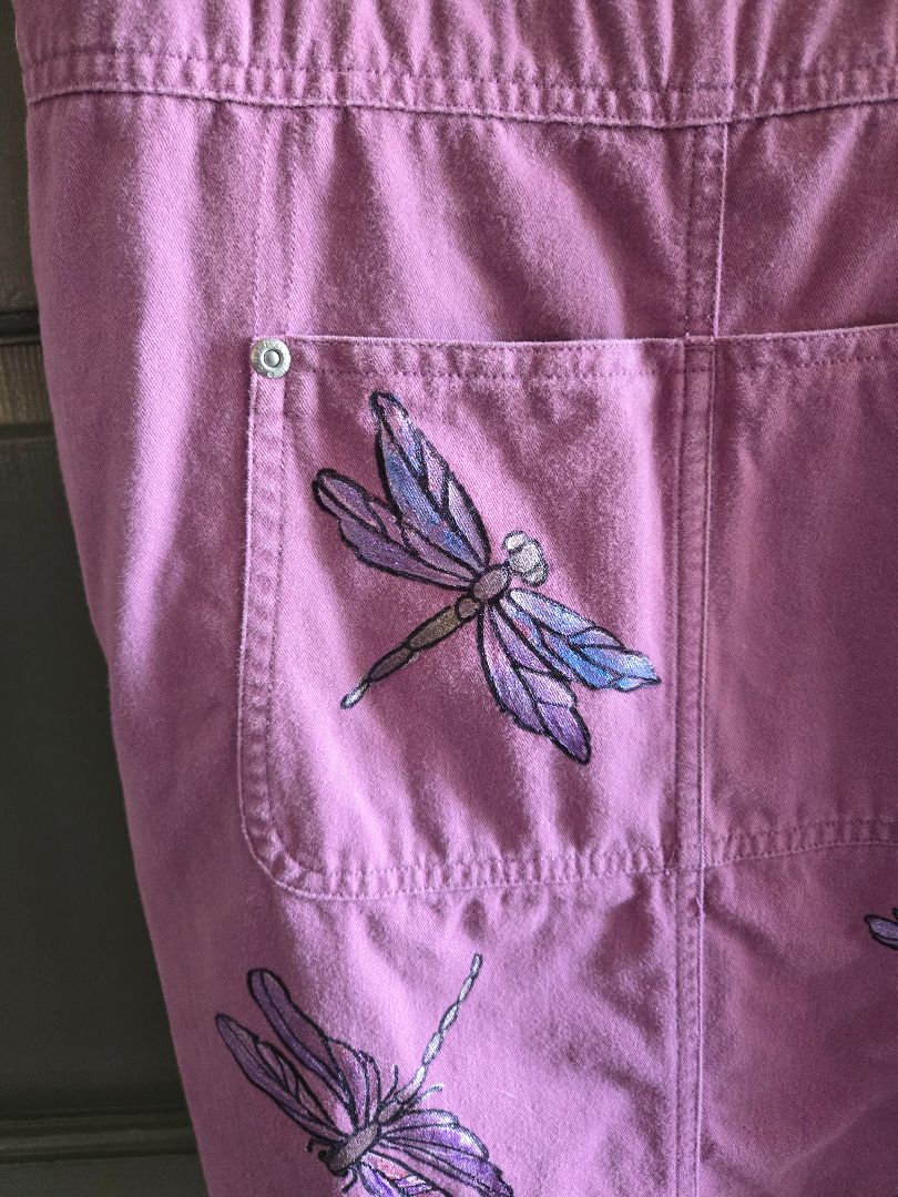 Bib dress raspberry w/dragonflies