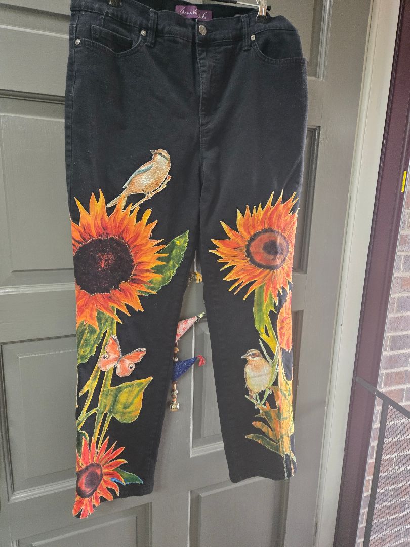 Jeans blk w sunflowers