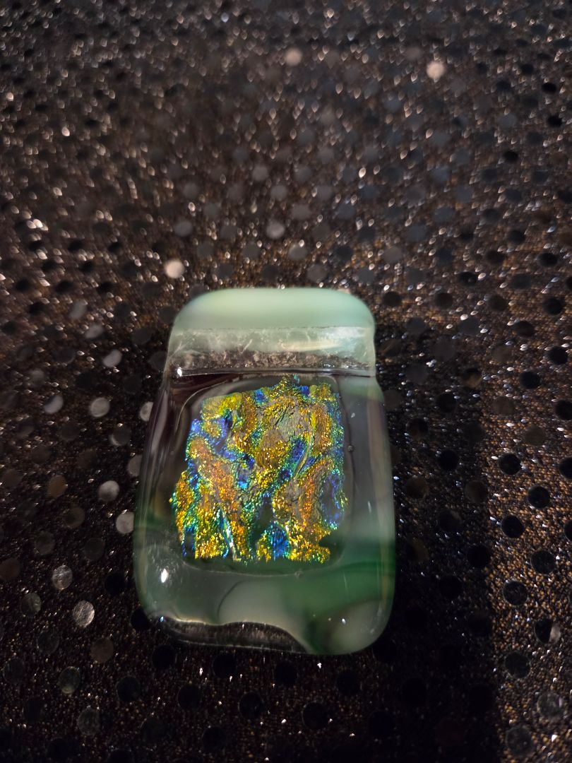 Dichroic Glass Green foil Pendant