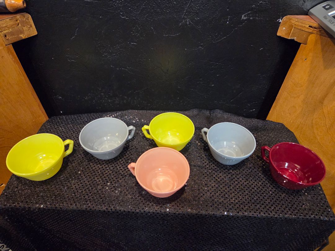 Vintage 1950's Hazel Atlas Teacups Milk Glass set of 6