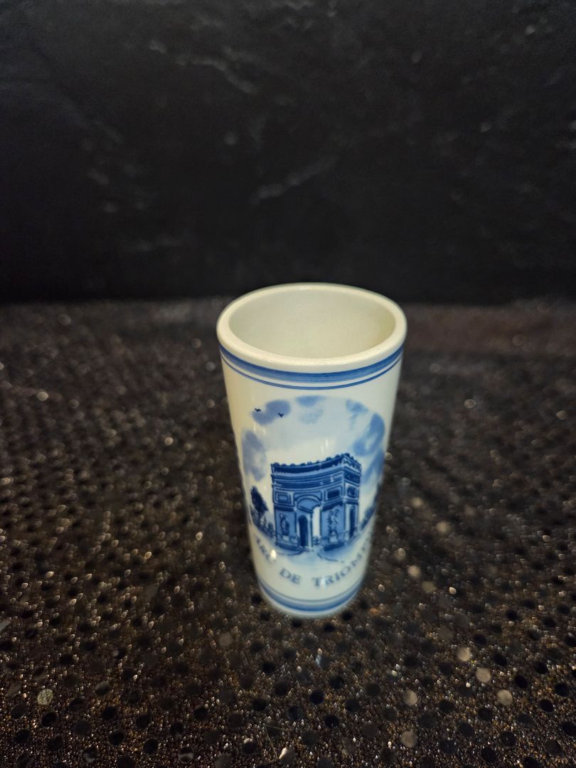 Mid Century Blue and White Porcelain cup