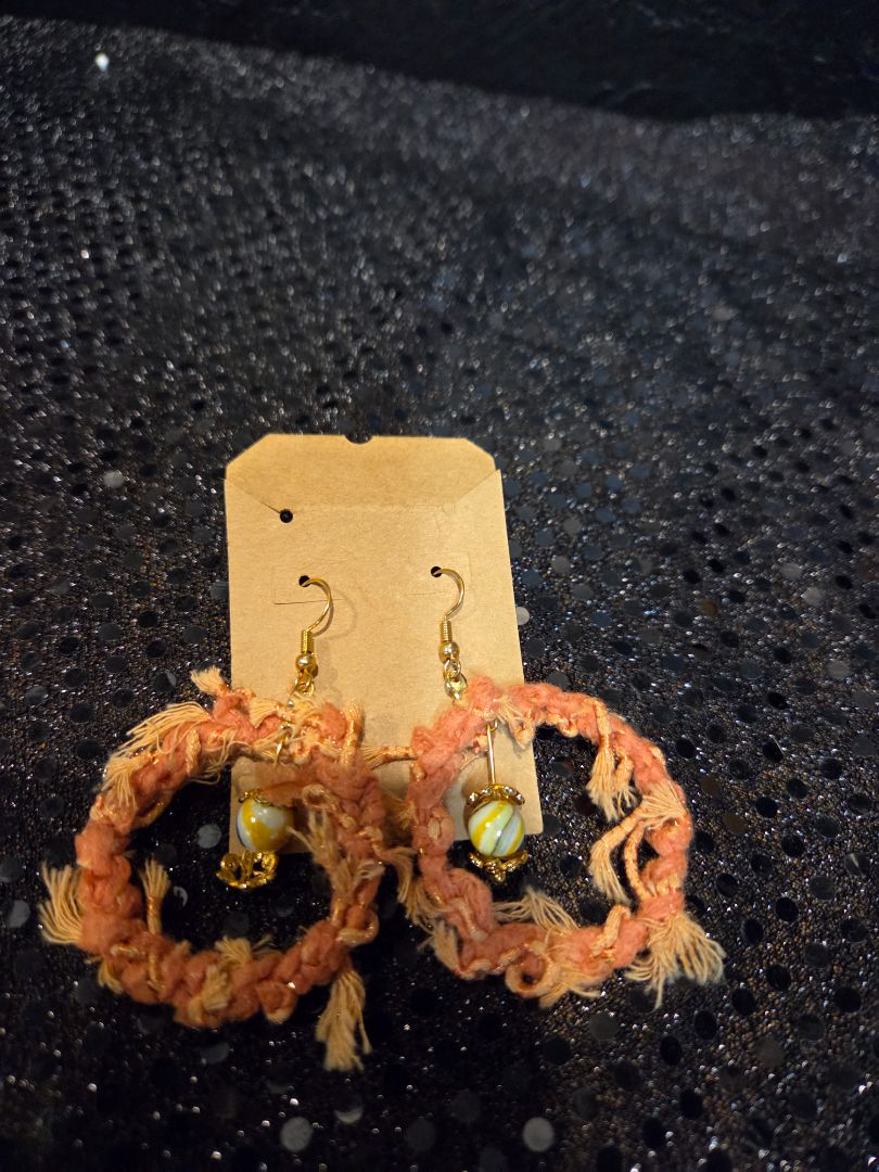 Peach crocheted earrings