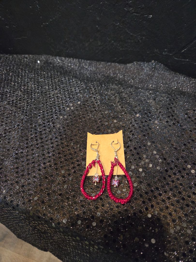 Red Crocheted Earrings