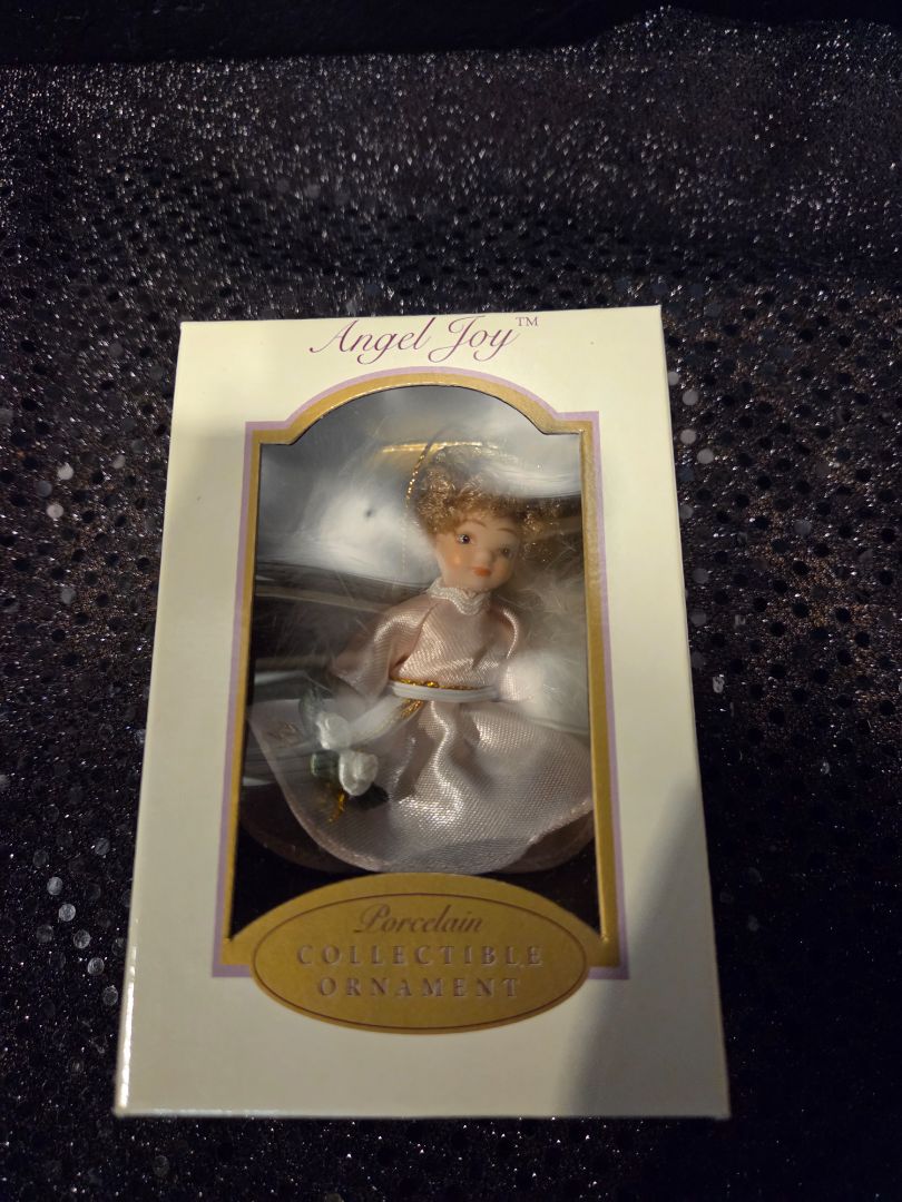 Angel Joy Porcelain Collectible Doll Pink Dress