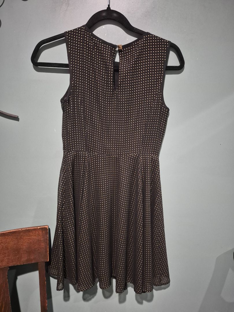 Express Black Gold Polka Dot Sleeveless Party Cocktail Dress Womens