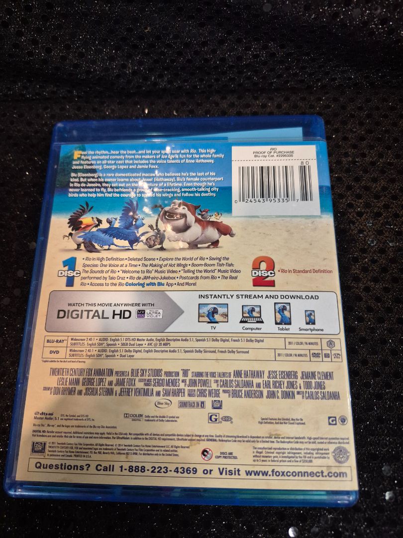 Blu-Ray Rio Blu-Ray/DVD/Digital HD