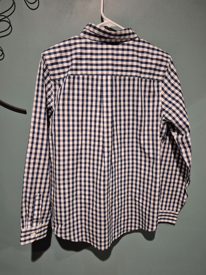 L.L.Bean Medium Plaid Blue/White Long Sleeve Button Down Shirt