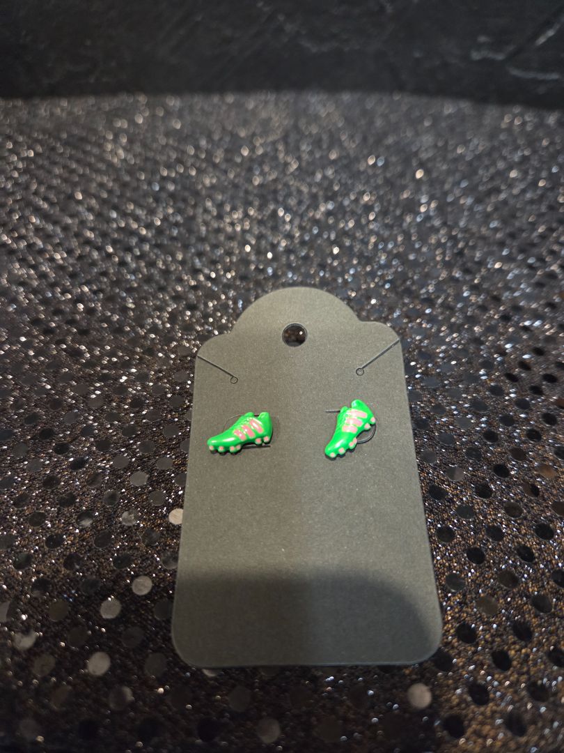 Green Soccer Earrings