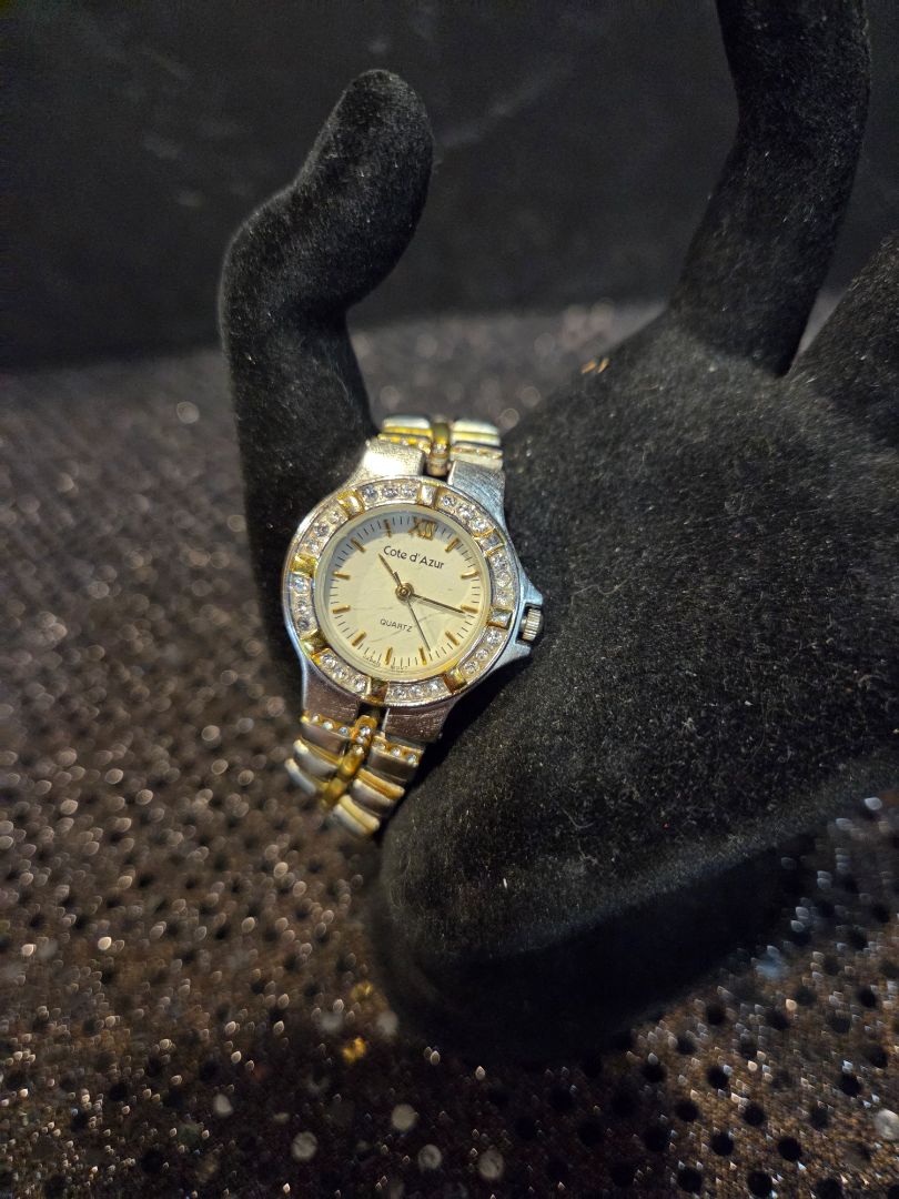 Cote d'Azur Classic Silver and Gold tone Link Bracelet watch